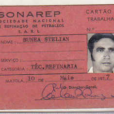 bnk div Legitimatie lucrator roman - Sonarep Mozambic 1977