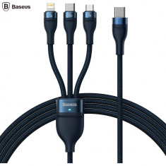 Cablu Baseus Flash Series II, USB tip C / USB tip A - USB tip C / Lightning / micro USB, albastru