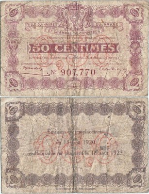 1920, 50 centimes (Pirot: 68/26) - Franța (Havre)! foto