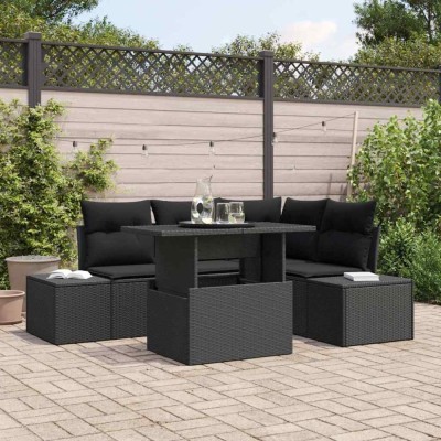 vidaXL Set de canapele pentru grădină 5 pcs Negru 100 x 55 x 73 cm 3349179 foto