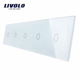 Cumpara ieftin Panou frontal Livolo din sticla alba pentru 5 intrerupatoare touch