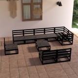 VidaXL Set mobilier de grădină, 10 piese, negru, lemn masiv de pin