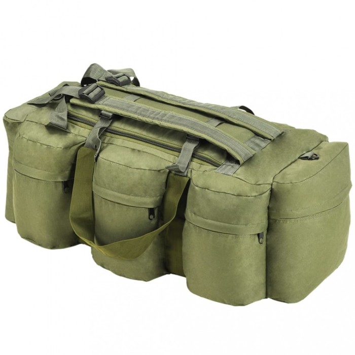 vidaXL Geantă 3-&icirc;n-1 &icirc;n stil militar, 45 L, verde măsliniu