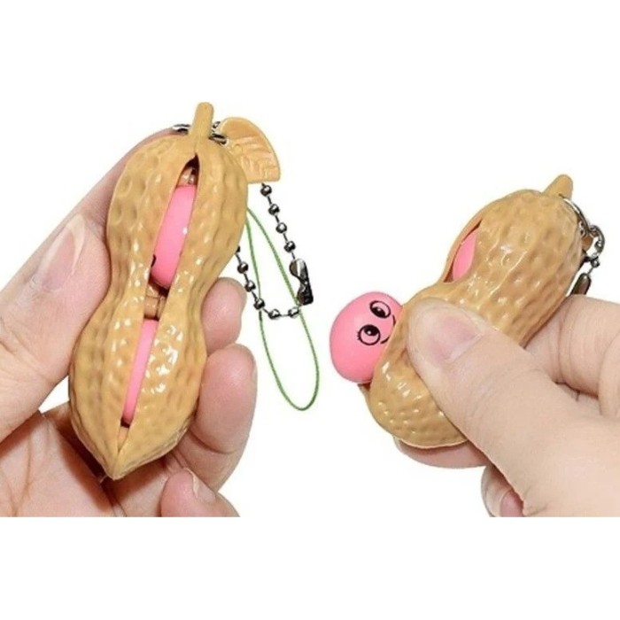 Breloc antistres peanut fidget toy &acirc; jucarie push pop portabila, crem