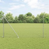 Cumpara ieftin Stalp de gard cu varf de pamant 52 buc. Argintiu 180 cm