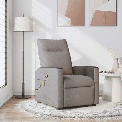 vidaXL Fotoliu de masaj rabatabil, gri taupe, material textil 4104837 foto