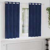 Draperii opace cu ocheți, 2 buc., albastru &icirc;nchis, catifea