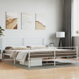 VidaXL Cadru de pat metalic cu tăblie de cap/picioare, alb, 193x203 cm