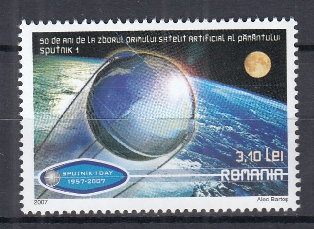 ROMANIA 2007 LP 1785 PRIMUL SATELIT ARTIFICIAL AL PAMANTULUI SPUTNIK 50 ANI MNH