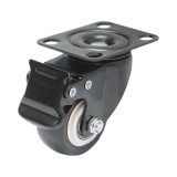 Roata pivotanta cu frana 50x24 mm din PVC negru, placa otel, 40 kg