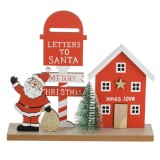 Decorațiune de Crăciun Lemn, Model Casa și Moș Crăciun, Multicolor, 20x17.5cm, Oem