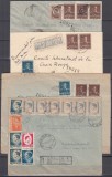 ROMANIA 1943/1946 REGELE MIHAI I UZUALE/PLIC LOT 4 PLICURI CIRCULATE PRIN AVION STAMPILA CENZURA ROMANIA-GENEVA SI ROMANIA-UNGARIA CRUCEA ROSIE