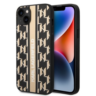 Husa iPhone 15 Plus / iPhone 14 Plus - Karl Lagerfeld Hardcase Monogram (KLHCP14MPGKLSKW) - Brown Stripe foto