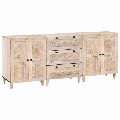 vidaXL Bufet 3 pcs Alb 60 x 33 x 75 cm Lemn masiv de mango 3310071 foto
