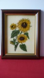 Tablou Inramat Floarea Soarelui, Pictura 31x25cm, Arta Decorativa