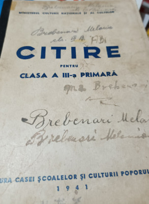CARTE DE CITIRE PENTRU CLASA A III-A PRIMARA 1941 foto