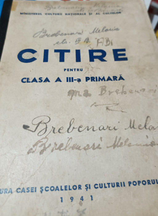 CARTE DE CITIRE PENTRU CLASA A III-A PRIMARA 1941