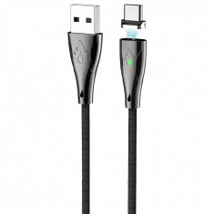 Cablu Incarcare si Date USB la USB Type-C HOCO Magnetic U75, 1.2 m, Negru