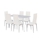 Set Masa si Scaune Leziter Renton 6+1 Piatra Sinterizata Alb-Gri