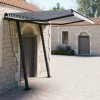 VidaXL Copertină retractabilă automat cu st&acirc;lpi, albastru&amp;alb, 3x2,5 m
