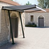 VidaXL Copertină retractabilă automat cu st&acirc;lpi, albastru&amp;alb, 3x2,5 m