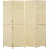 HOMCOM Paravan Interior Pliabil cu 4 Uși, Separator de Cameră din Ratan Bambus, 180x1,6x180 cm, Culoarea Lemnului | Aosom Romania