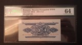 5 Lei - 1944 Comandamentul Armatei Rosii, Ocupatia Rusa. C.A.R. PMG 64 UNC. RR!