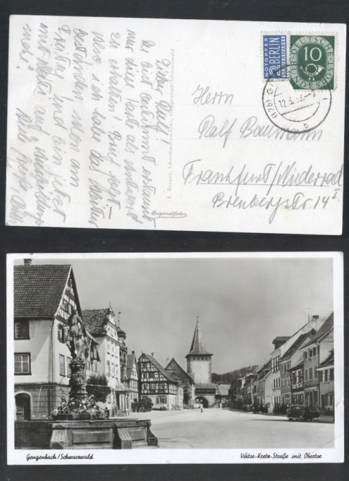 Germany 1952 Postal History Rare Old postcard postal stationery D.497