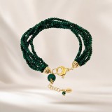 Cumpara ieftin Brățară Damă Argint 925 Placată Aur cu Agat Verde Smarald, Ajustabilă 18-24cm - Bijuterie Italiană Handmade cu Garanție