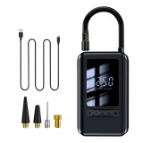 Pompa aer auto electrica HASEPE, afisaj digital LCD, Lanterna LED, Portabila, Reincarcare USB C, baterie 4000 mAh, Manometru digital, 10.3 bar, Negru
