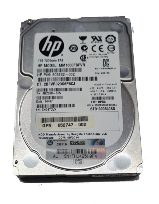 Hard disk server HP ST91000640SS 1TB 7200rpm 12Gbps 605832-002 652747-002 652749-B21 653954-001