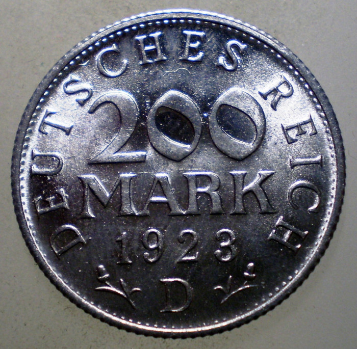 7.733 GERMANIA WEIMAR 200 MARK 1923 D AUNC