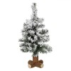 Brad Artificial de Crăciun, 50 de Ramuri, Zăpadă Artificială, Bază Lemn, 40 cm, Oem