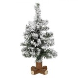 Brad Artificial de Crăciun, 50 de Ramuri, Zăpadă Artificială, Bază Lemn, 40 cm, Oem