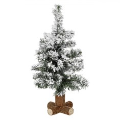 Brad Artificial de Crăciun, 50 de Ramuri, Zăpadă Artificială, Bază Lemn, 40 cm