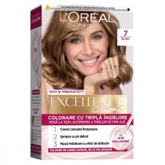 Vopsea de par permanenta Excellence Creme 7 Blond, 192ml, L&#039;Oreal Paris