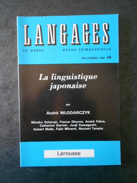 ANDRE WLODARCZYK - LA LINGUISTIQUE JAPONAISE
