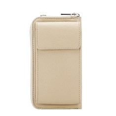 Portofel si port telefon bej din piele naturala 8971 07