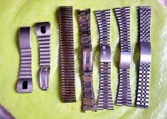 G638-Lot 7 Bratari ceasuri mana barbat otel nepurtate Europa de Vest. Lungime 15-16 cm, latime cca 1,8 cm.