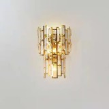 Lampa de Perete in Interior, Flippy, Lampa de Lux pentru Decor de Interior, Corp de Iluminat Tip aplica, din Inox Auriu si Cristal, Lumina Calda Rece