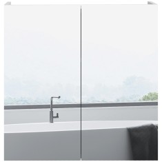 kleankin Dulap de baie cu oglindă, dulap de depozitare 2 uși 3 nivele raft reglabil 60 x 15 x 60 cm alb | Aosom Romania