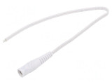 Cablu Alb 2x0,35mm2 cu Soclu DC 5,5/2,5 Drept 0,25m, WEST POL
