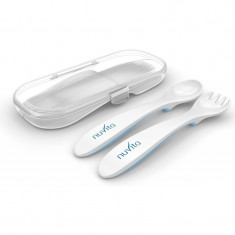 Nuvita Spoon and fork set tacâmuri intr- o cutie Pastel blue 2 buc