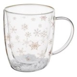 Cana de Sticlă Festive pentru Craciun &ndash; Perete Dublu și Confeti Fulgi, CMCLASS