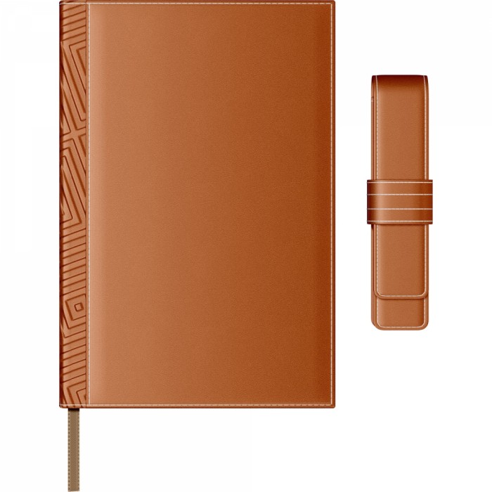 Set agenda si etui piele cognac