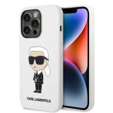 Husa pentru Apple iPhone 14 Pro, Karl Lagerfeld, Liquid Silicone Ikonik NFT, Alba KLHCP14LSNIKBCH