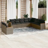 Cumpara ieftin Set mobilier de grădină cu perne, 10 piese, gri, poliratan