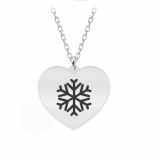 Snow Heart - Colier personalizat argint 925 pandantiv inima cu fulg, Bijubox