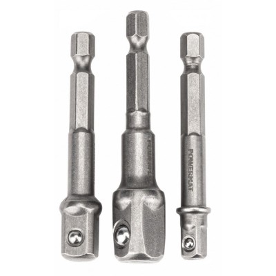 Set 3 adaptoare 1/4&amp;quot;, 3/8&amp;quot;, 1/2&amp;quot; HEX, Powermat PM-ZADB-3T foto
