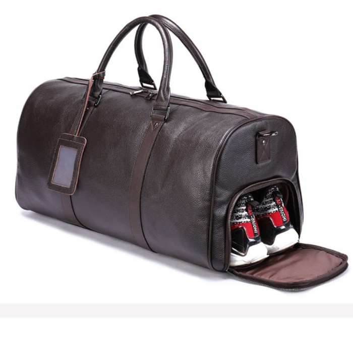 Geanta voiaj, fitness Nomad, piele naturala, compartiment incaltaminte, unisex, capacitate mare, maro